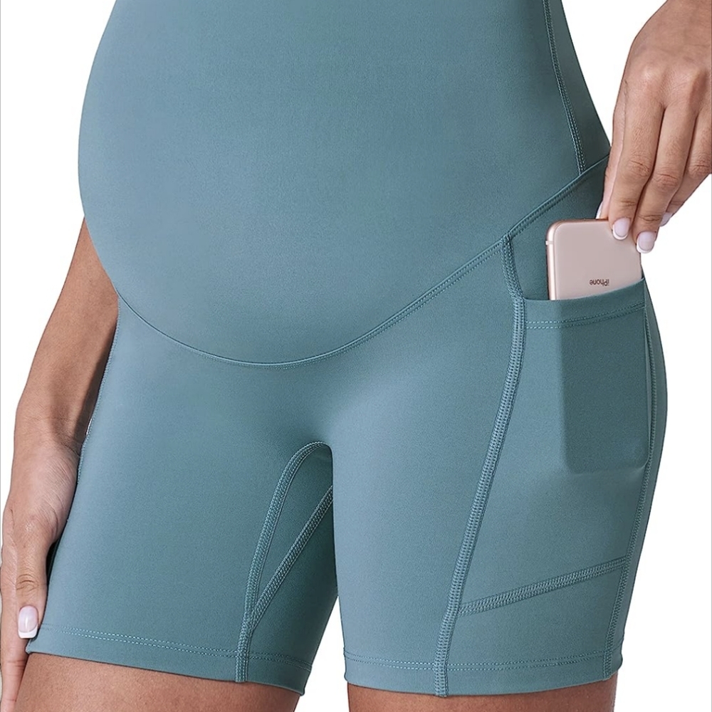 Aqua Spandex Maternity Shorts